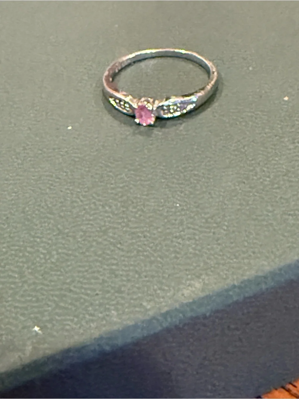 Elegant Silver Ring with Pink Center Stone